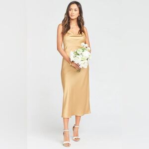 Show Me Your Mumu | Verona Cowl Satin Slip Dress True Gold Luxe Satin